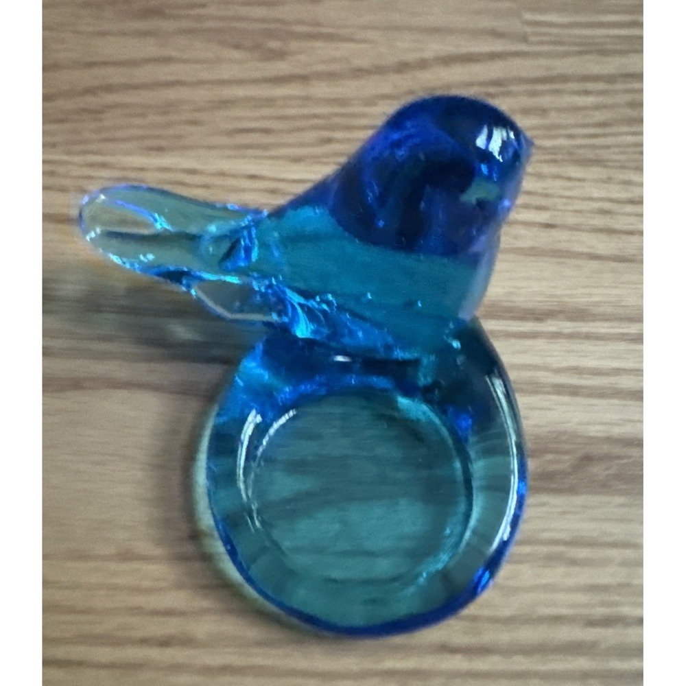 Vintage Leo Ward 1986 Bluebird of‎ Happiness Glass Trinket Dish Figurine Signed